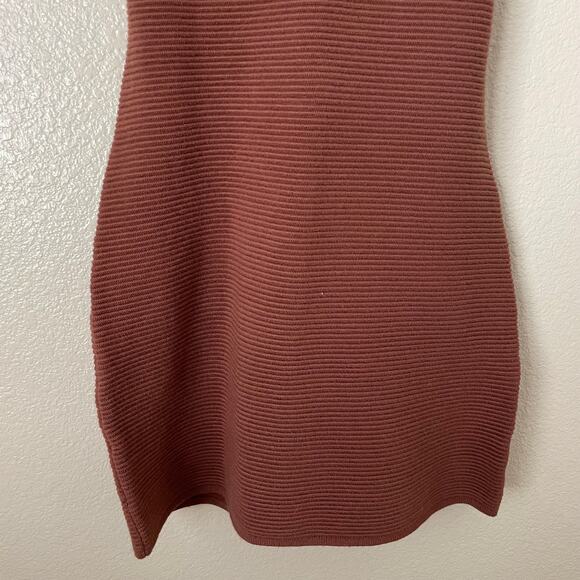 Abercrombie & Fitch Dress Womens Small Petite Brown Scuba Ribbed Knit Mini Cross - Picture 6 of 12